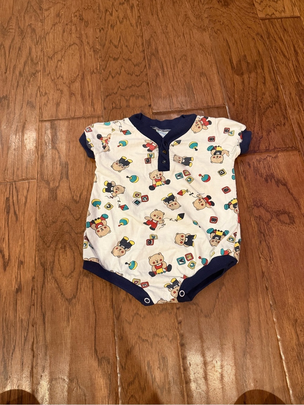 Vintage 90s Little by Little Teddy Bear Bubble Romper 6-9 Months